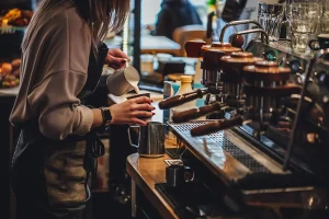 Barista making coffee