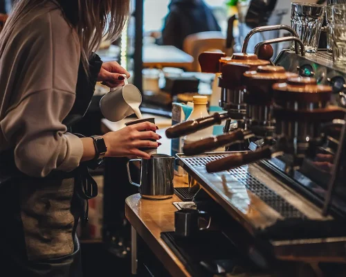 Barista making coffee