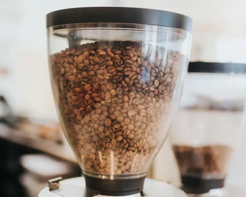 Coffee maker with different colored coffee beans